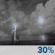 Tonight: A chance of showers and thunderstorms after 8pm. Partly cloudy. Low around 69, with temperatures rising to around 72 overnight. Southwest wind 5 to 10 mph. Chance of precipitation is 30%. New rainfall amounts less than a tenth of an inch possible. Tonight: Chance Showers And Thunderstorms